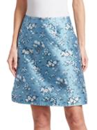Erdem Miller Floral Silk Blend A-line Skirt