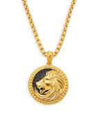 Effy Goldplated Sterling Silver & Black Sapphire Embossed Lion Pendant Necklace