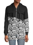 Ron Tomson Camouflage Cotton Blend Hooded Jacket