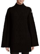 Saks Fifth Avenue Black Cable-knit Sweater