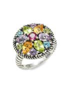 Effy Sterling Silver & Multistone Floral Ring
