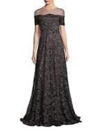 Marchesa Illusion Off-the-shoulder Embroidered Gown