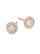Nephora Diamond And 14k Rose Gold Stud Earrings