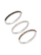 Effy 3-piece 14k White Gold & 0.5 Tcw Multicolored Diamond Stackable Ring Set