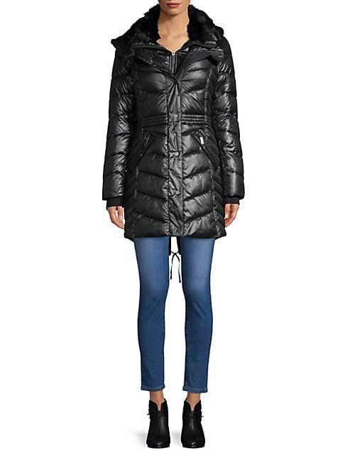 French Connection Faux Fur-trimmed Quilted Coat