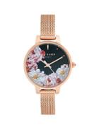 Ted Baker London Floral Dial & Mesh Strap Watch