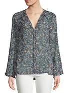 B Collection By Bobeau Christy Printed Hi-lo Blouse