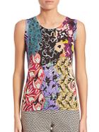 Etro Floral Patchwork Shell Silk-blend Tank Top