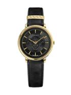 Versace V-circle Medusa Ip Gold Stainless Steel Leather-strap Watch