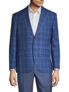 Saks Fifth Avenue Made In Italy Regular-fit Wool & Silk Windowpane Check Sportcoat