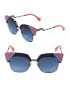 Fendi Striped 50mm Clubmaster Sunglasses
