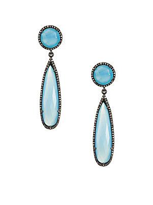 Adornia Gillian Blue Gemstone & Diamond Drop Earrings