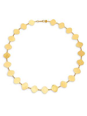 Gurhan 24k Yellow Gold Hammered Leaf Necklace