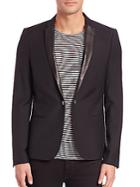 The Kooples Leather-trimmed Wool Blazer