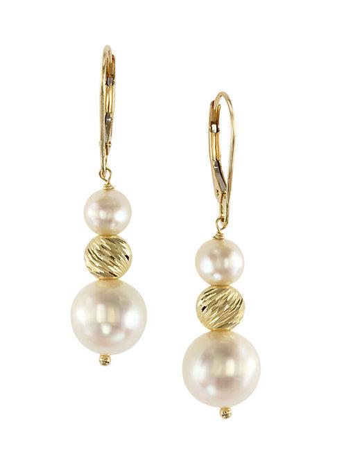 Effy 14k Yellow Gold & 5.5mm-10mm Freshwater Pearl Drop Earrings