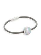 Majorica 12mm Grey Baroque Pearl Leather Bracelet