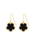 Jan-kou Small 14k Goldplated & Onyx Flower Drop Earrings