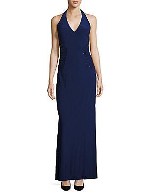 Laundry By Shelli Segal Embellished Halter Gown