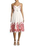 Red Carter Sleeveless Embroidered Dress