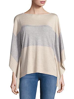 Leo And Sage Colorblock Silk-blend Poncho