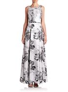 Abs Floral Satin Gown