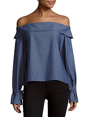 Lucca Couture Chambray Off-the-shoulder Top