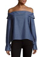 Lucca Couture Chambray Off-the-shoulder Top