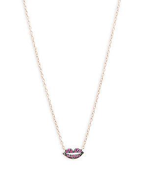 Danni Pink Sapphire And 14k Rose Gold Kiss Pendant Necklace