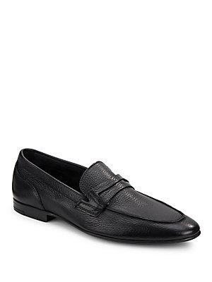 A. Testoni Leather Penny Loafers