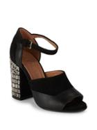 Marni Studded Suede & Leather D'orsay Block Heel Sandals/4