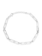 Chloe & Madison Rhodium-plated Sterling Silver & Crystal Paperclip Chain Bracelet