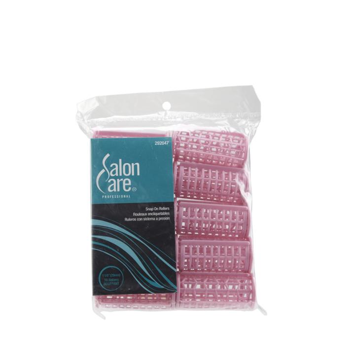 Salon Care Bouffant Pink Snap-on Rollers 10 Count