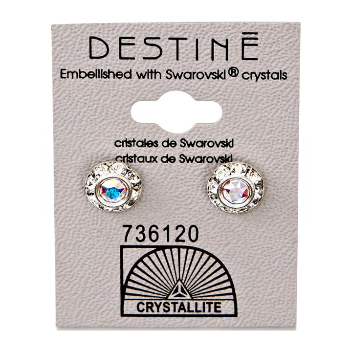 Crystallite Destine Diamond Cut Earrings 9mm Aurora Borealis
