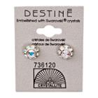 Crystallite Destine Diamond Cut Earrings 9mm Aurora Borealis