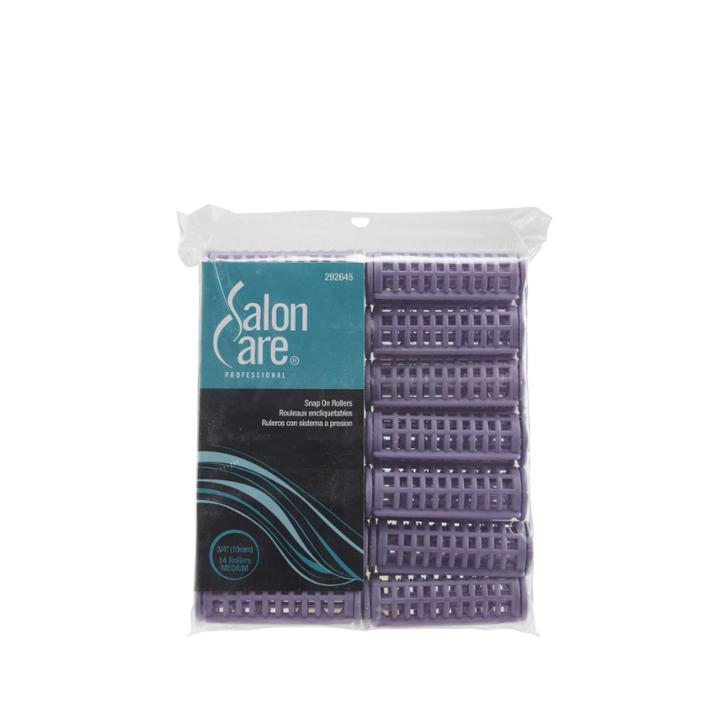 Salon Care Medium 3/4 Inch Lavender Snap-on Rollers 14 Count