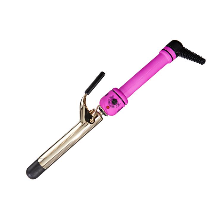 Hot Shot Tools Neon Pink 1 Inch Gold Curling Iron