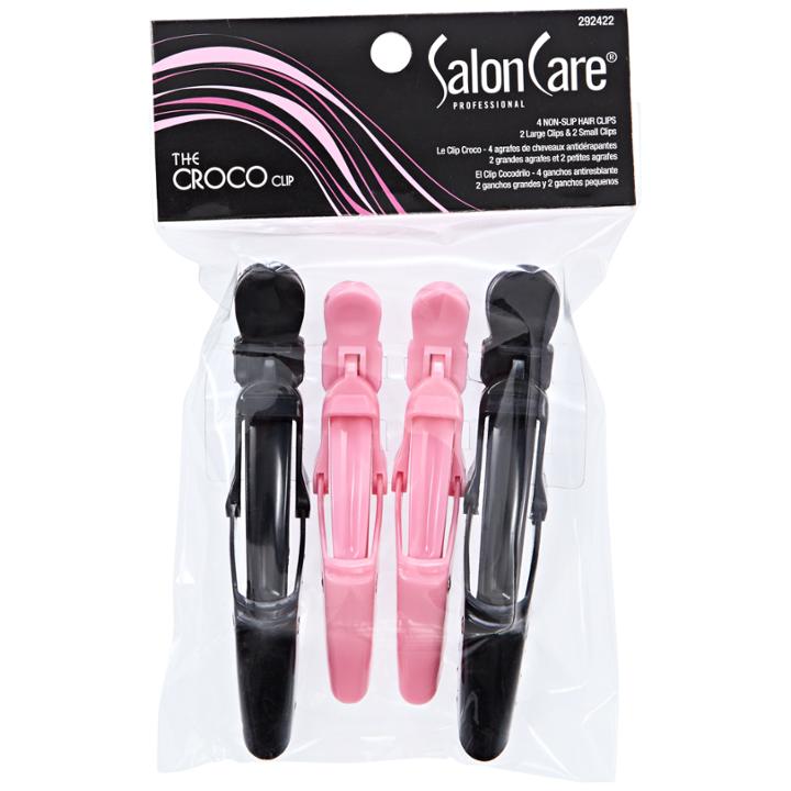 Salon Care Pink And Black Croco Clips