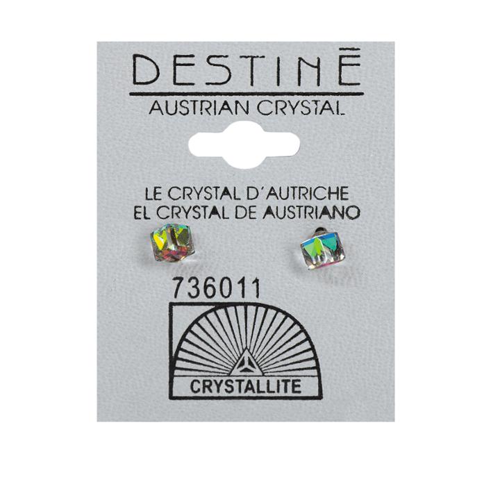 Crystallite Destine Vitrail Medium Cube Earrings 4mm