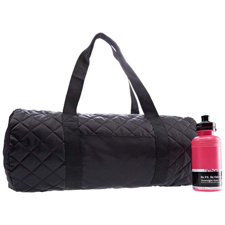 Sally Be Fit. Be Fabulous. Black Overnight Gym Duffle Bag