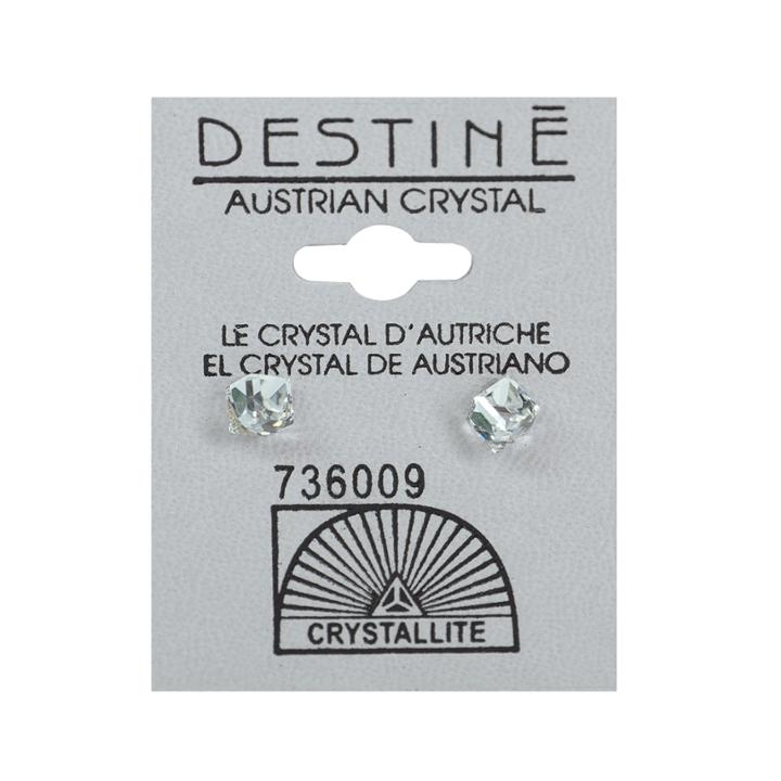 Crystallite Destine Clear Cube Earrings 4mm