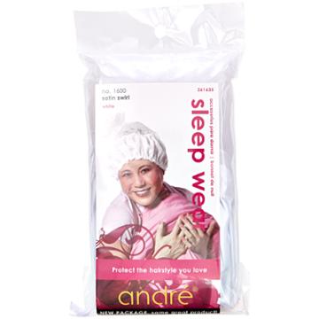 Andre Sleep Cap/bonnet Satin Swirl - White