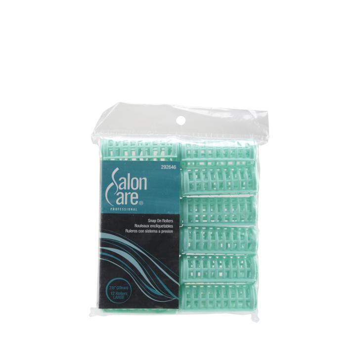 Salon Care Large 7/8 Inch Green Snap-on Rollers 12 Count