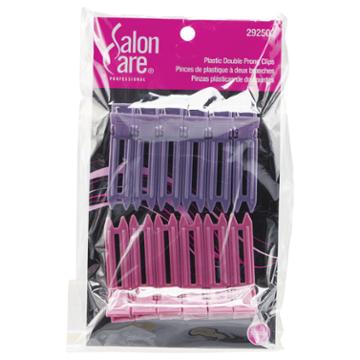 Salon Care Plastic Double Prong Curl Clips