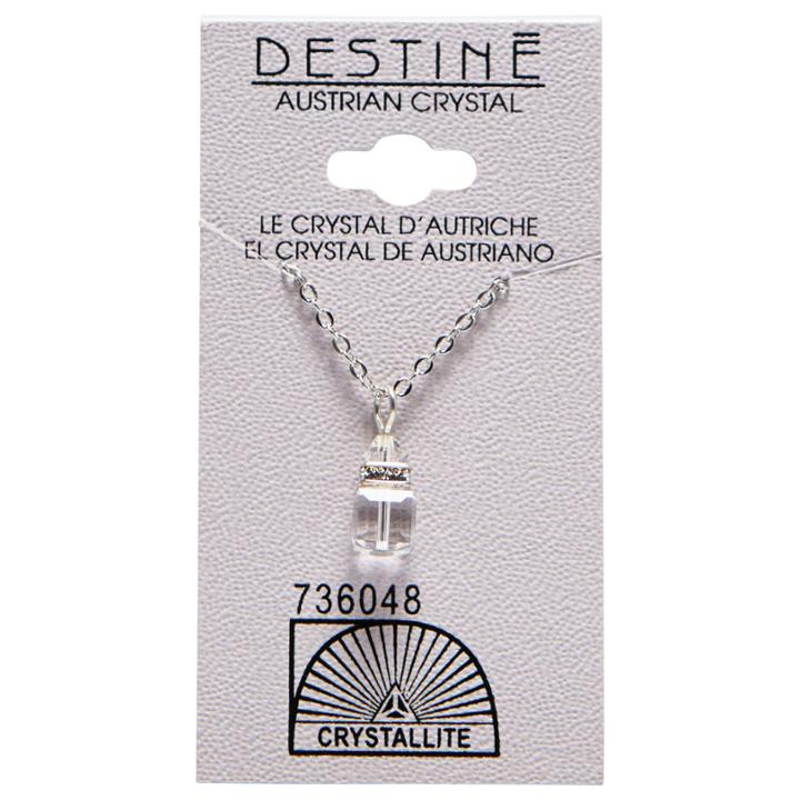 Crystallite Destine Austrian Crystal Cube With Rhinestone Necklace
