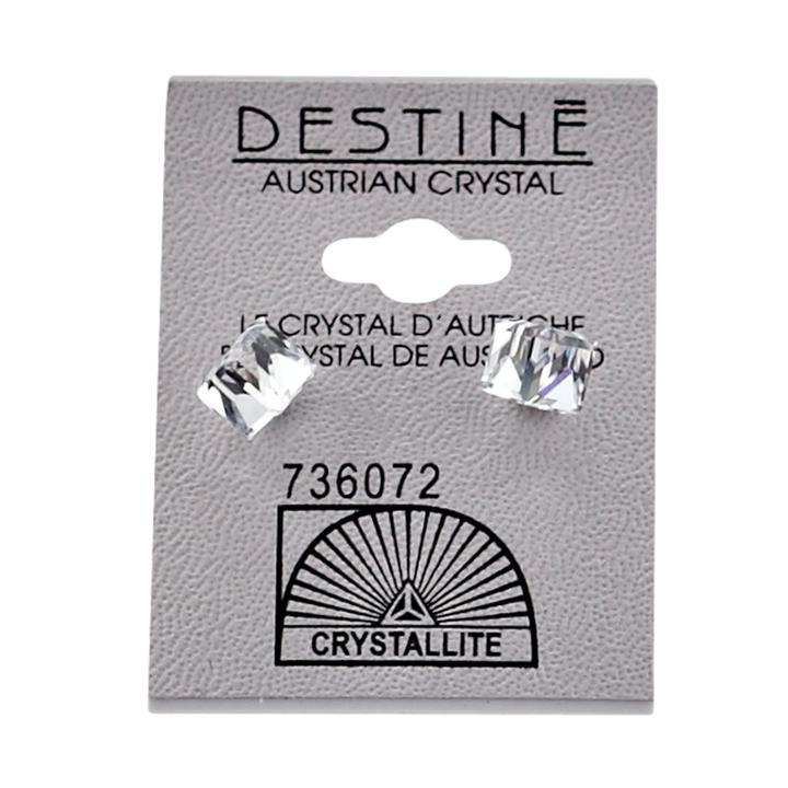 Crystallite Destine Clear Cube Earrings 6mm