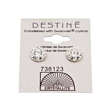 Crystallite Destine Clear Diamond Cut Earrings 9mm