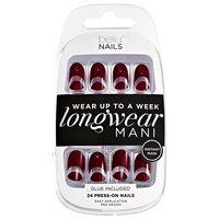 Bella Nails Maroon Tip With Clear Stripe Press On Nails