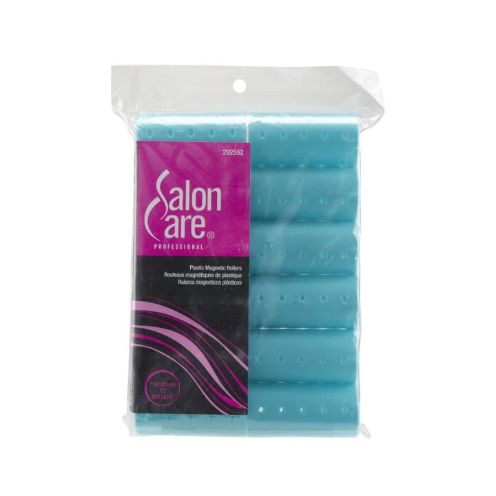 Salon Care Magnetic Rollers Long Aqua 1 3/8 Inch