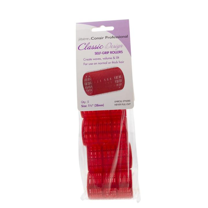 Conair Professional Red 1-1/2 Inch Classic Style Self Grip Rollers 5 Pack