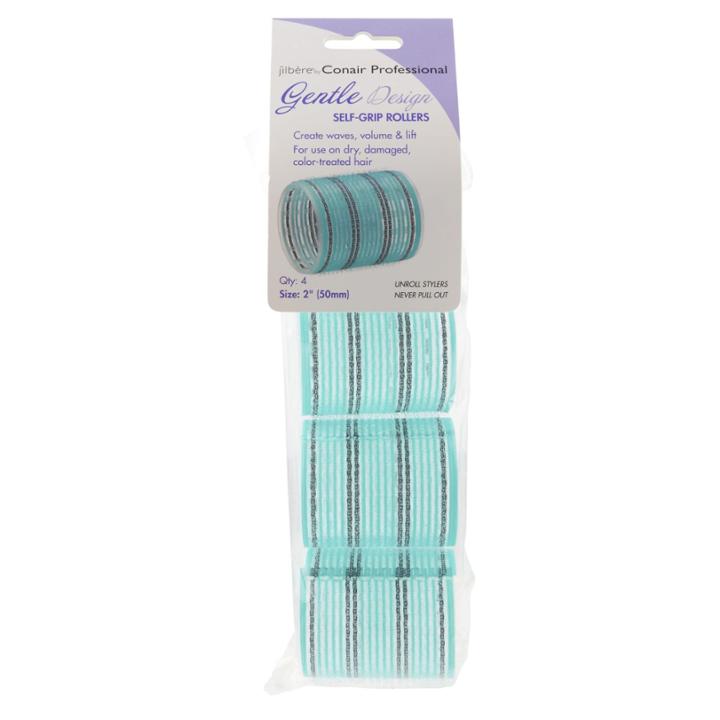 Conair Professional Aqua And Silver 2 Inch Gentle Style Self Grip Rollers 4 Pack